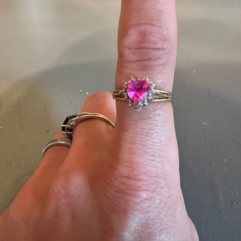 Gold Ring with Pink Heart Gemstone